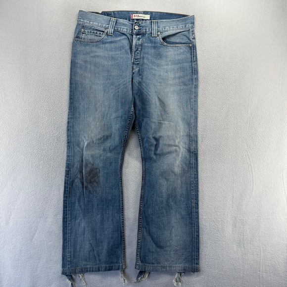 Levi's Other - Vintage Levis Jeans Mens 36x34 fits 36x30 Blue 512 Bootcut Denim Thrashed Hemmed